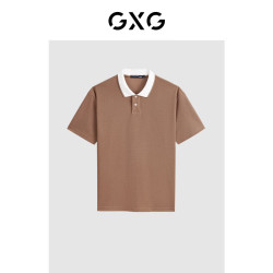 GXG 男装 微廓时尚百搭波浪纹翻领休闲夏季polo衫短袖 咖色 3XL