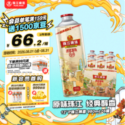 珠江啤酒 12°P 经典老珠江啤酒 京东快递 980mL 6罐 整箱装