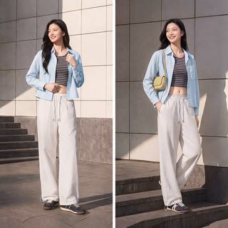 森马 条纹短背心肌理衬衣两件套 女士衬衫
