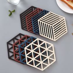尔选 创意多边硅胶餐桌隔热垫 10片装