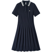 森马 撞色Polo领字母百褶连衣裙 蓝色调00388 S