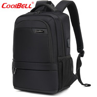 coolbell COOL BELL高级感男士旅行背包大容量商务出差防水电脑双肩包 黑色8256 15.6寸