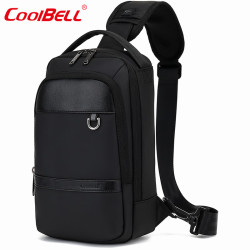 coolbell COOL BELL新款男士胸包简约休闲斜跨包防水耐磨单肩包 黑色7200