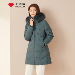 千仞岗 真五折~650+蓬松白鸭绒大毛领羽绒服女