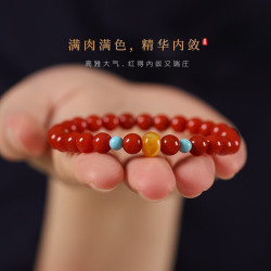半日逅屿 南红玛瑙气质素雅手串好运玉莲蓬鸿运蜜蜡转运珠女款森系 南红玛瑙-蜜蜡款【6mm】