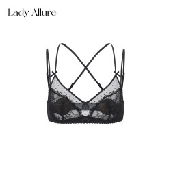 LADYALLURE Lofria 黛西花园 女士法式纯欲蝴蝶结蕾丝交叉美背文胸套装 LA-20260612