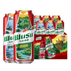 乌苏啤酒 大红乌苏500ml*6罐听装高度烈性拉格德式小麦啤