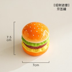 隋然家居 创意汉堡烟灰缸带盖防灰飞可爱搞怪客厅家用办公室陶瓷烟缸高级感