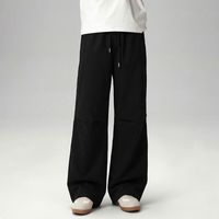 马登 黑色解构直筒工装裤子男款2026新款夏季宽松阔腿长裤纯棉休闲裤子品质通勤男装