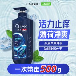 清扬 男士去屑洗发露 活力运动薄荷型500g