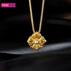 PINKBOX 娉饰珠宝黄金吊坠足金女明月珍珠幸运交响曲挂坠轻奢