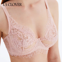 LA CLOVER 秘密恋歌蕾丝性感内衣女士LC2023119 粉色-剔透钻饰蕾丝薄杯文胸套装 75B 165