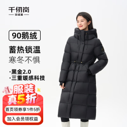 千仞岗 真五折~199g充绒650+蓬松黑金90鹅绒加厚长款羽绒服