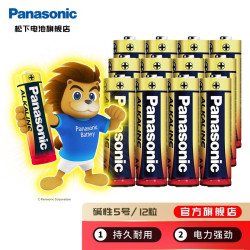 Panasonic 5号7号碱性电池适用于智能指纹门锁血压计儿童玩具空调电视 5号12节
