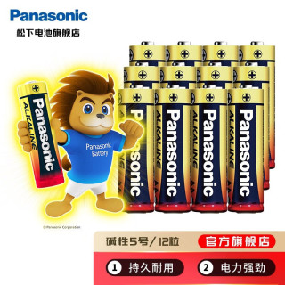 Panasonic 5号7号碱性电池适用于智能指纹门锁血压计儿童玩具空调电视 5号12节
