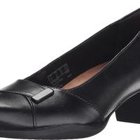 Clarks 其乐 女士玛丽珍鞋 黑色皮革 圆头低跟 39码
