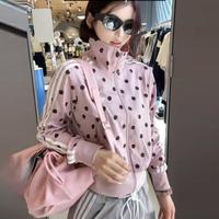 adidas 三叶草 三叶草外套女装上2026秋季新款时尚撞色波点运动休闲立领夹克