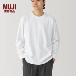 無印良品 MUJI 无印良品 MUJI 男式 水洗粗棉线圆领长袖T恤男士打底衫纯色套头衫