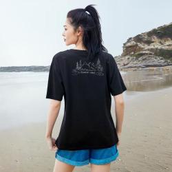 拓路者 女式圆领短袖T恤 山系印花纯棉夏季舒适休闲运动