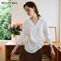 OLRAIN 2026秋季女装气质V领五分袖通勤上衣