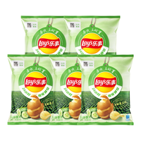 乐事 春收鲜切马铃薯片 清新黄瓜味 56g*5袋 薯片