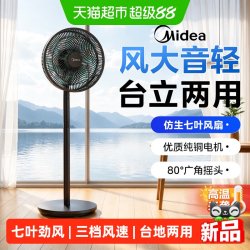 美的 电风扇落地扇家用大风力台立式强力节能摇头音静2026新款电扇