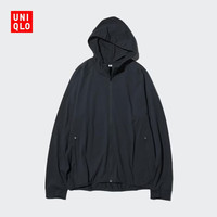 优衣库 男女装DRY-EX速干高弹力防紫外线连帽开衫/防晒服487511 09 黑色 2XL