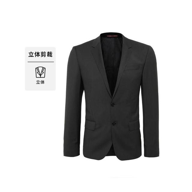 BOSS 轻奢平驳领纯羊毛西装外套