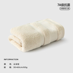 SANLI 7A抗菌纯色30*60cm纯棉毛巾家用洗脸100%全棉中巾吸水擦头小面巾 云米驼7A抗菌100%纯棉 1条