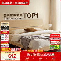 全友 家居 现代简约双人床主卧室床家具1.5米x2米高脚床板式床106302