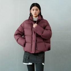 艾莱依 2025连帽羽绒服落肩袖宽松显瘦保暖外套 165/88A