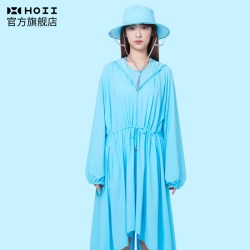 后益 明星同款连帽拉链长版外套防晒衣长款夏季女时尚收腰