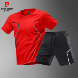 皮尔·卡丹 男士短袖短裤速干运动服套装