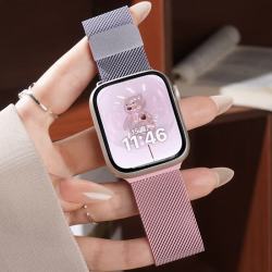 码仕 适用苹果手表表带女apple watch精钢米兰尼斯磁吸夏季清凉透气ultra3/iwatch S11/10/9/8/7/SE腕带