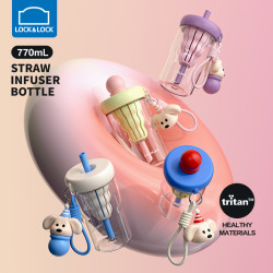LOCK&LOCK 奶茶杯樱花限定网红女生塑料吸管大容量Tritan