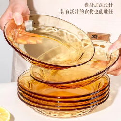 星优 高档高硼硅轻奢玻璃圆盘家用防烫耐高温深盘