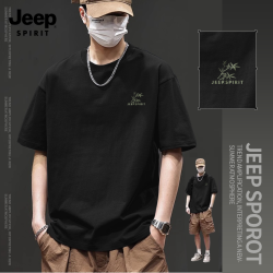 JEEP SPIRIT 重磅男士短袖t恤夏季痞帅慵懒风男装复古运动休闲体恤