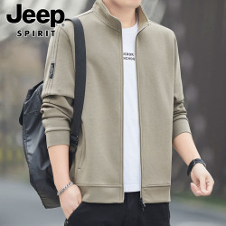 JEEP SPIRIT JEEPSPIRIT男士立领外套春秋华夫格开衫休闲百搭户外运动夹克上衣