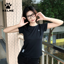 卡尔美 夏季运动跑步T恤健身户外休闲女款速干短袖