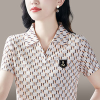 时尚品牌 女士翻领短袖POLO衫 宽松妈妈百搭上衣