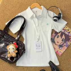 春日青 蓝铃花 女士短袖Polo衫 JK夏季外穿收腰刺绣