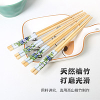 福式 新款楠竹筷子家用加粗7.5mm天然印花耐高温高档无漆家庭防滑防霉