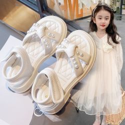 女童凉鞋2026夏季新款珍珠儿童鞋子夏款女孩洋气公主鞋防滑沙滩鞋