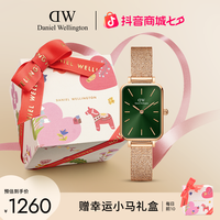Daniel Wellington DW手表方形玫瑰女士手表QUADRO复古小绿表石英腕表