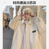 东方骆驼 白色pu皮衣外套男春秋新款美式复古痞帅夹克机车服上衣潮