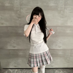 奈奈梨原创正版 学院风日系少女制服感收腰Polo衫jk女款短袖上衣