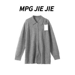 MPG JIEJIE25秋冬绵羊毛显瘦polo翻领衫长袖晚宴场合女装