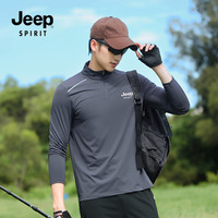 JEEP SPIRIT JEEPSPIRIT男士长袖T恤运动透气速干衣弹力防晒休闲快干健身服男