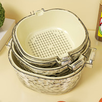 优勤 双层沥水篮塑料家用淘菜神器菜篮子洗菜冰川纹洗菜篮洗菜盆
