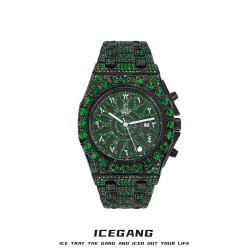 ICEGANG绿色万花筒满钻手表男女情侣24fw新款时尚老钱潮流个性